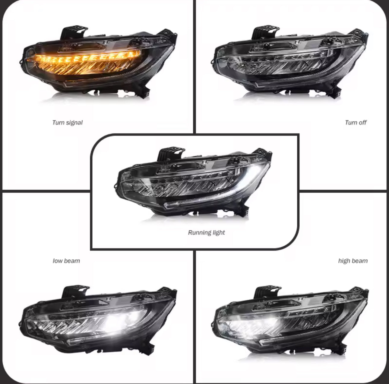 Honda Civic X Facelift style headlights.