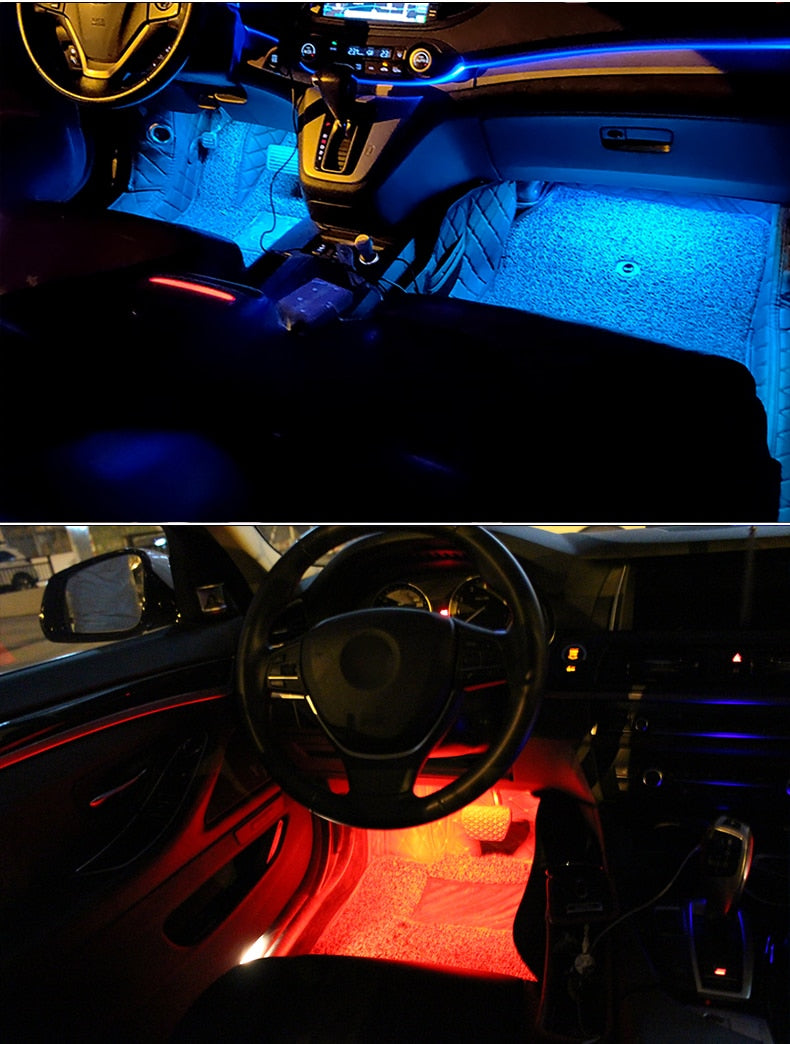 Car RGB Atmosphere Light, Car Interior Foot Light - 4 pcs