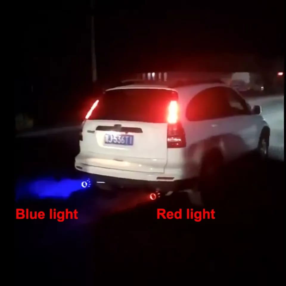 Universal Carbon Fiber Car Exhaust Muffler Tip With LED Light