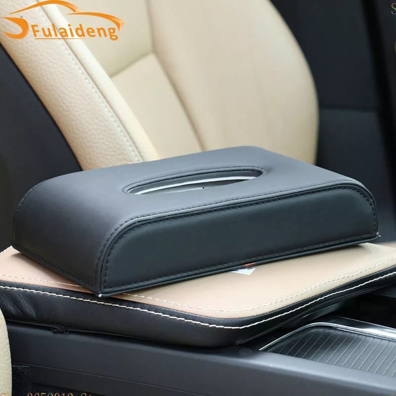Car Tissue Box High Quality - Pu Leather - Black - Beige