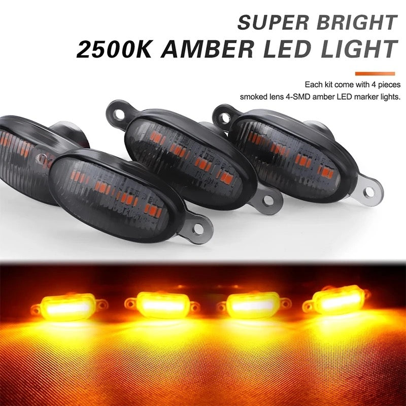 4 Pcs Universal Amber Color Grill Lights