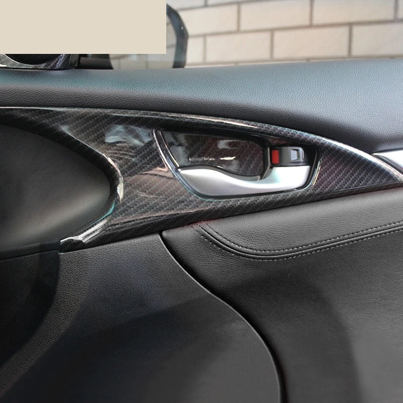 Honda Civic X Carbon Fiber Interior Door Handle Trims - 4 Pcs