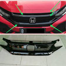 Honda Civic X Turbo Grill Piano Black 3 Pieces 2016-2021