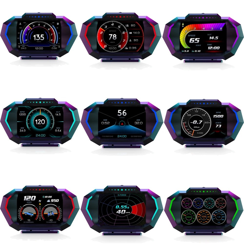 OBD2 Head-up Display Car Digital Speedometer RPM Tachometer Water/Oil Temperature Speed Meter for Cars - P24