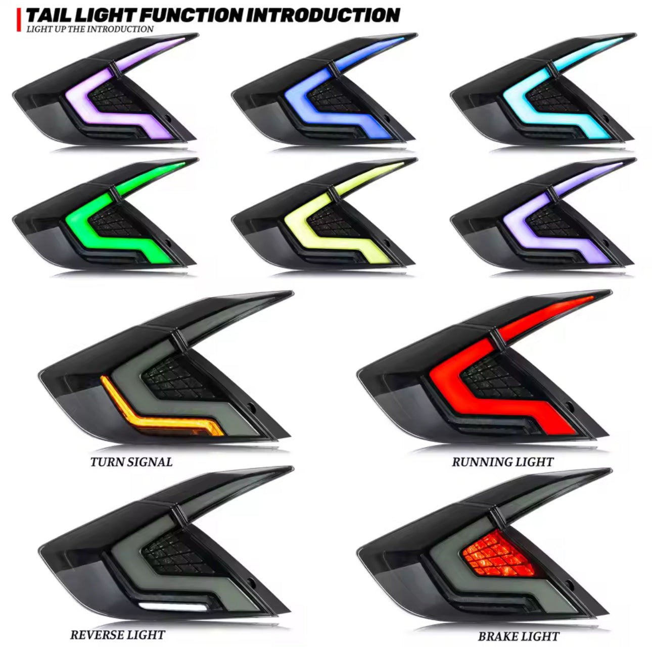 Honda Civic X RGB Lava V1 Style Taillights