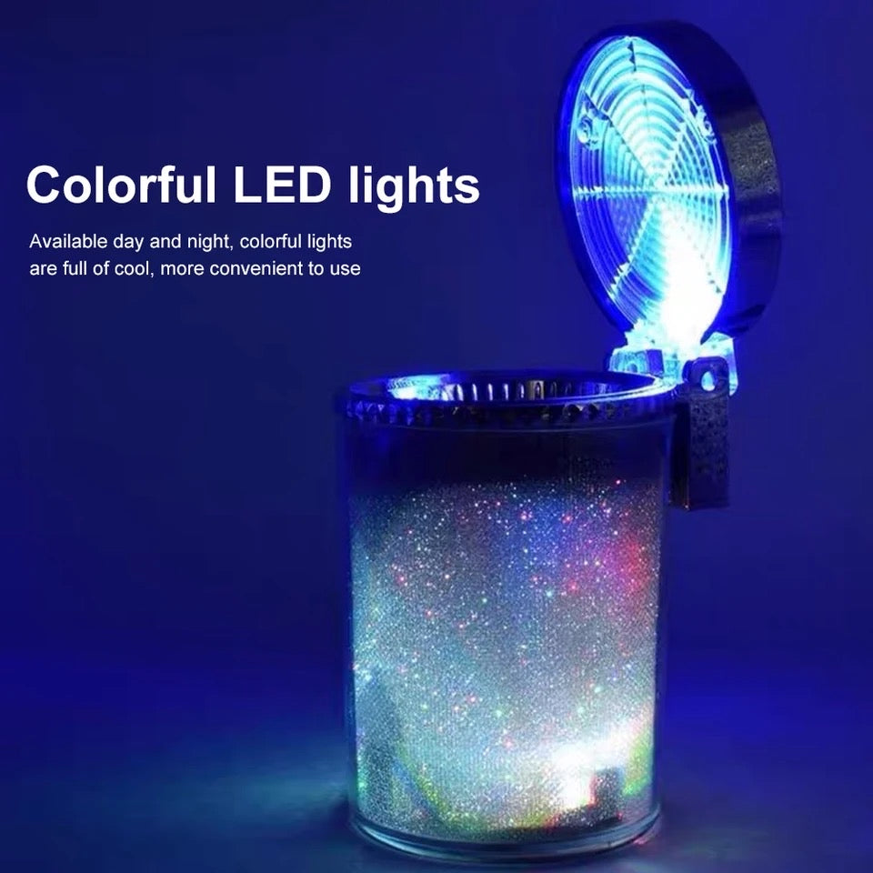 Car Ashtray Portable LED Lamp Smoke Cigarette Ash Holds