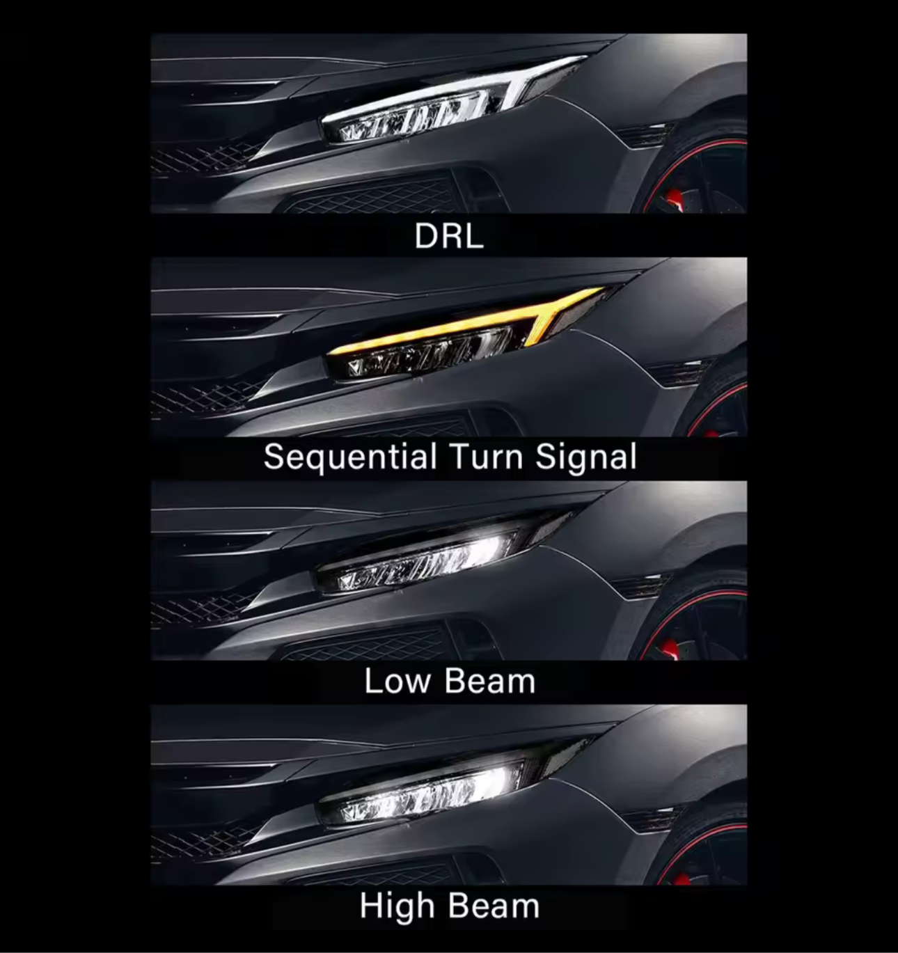 Honda Civic X Audi style headlights.