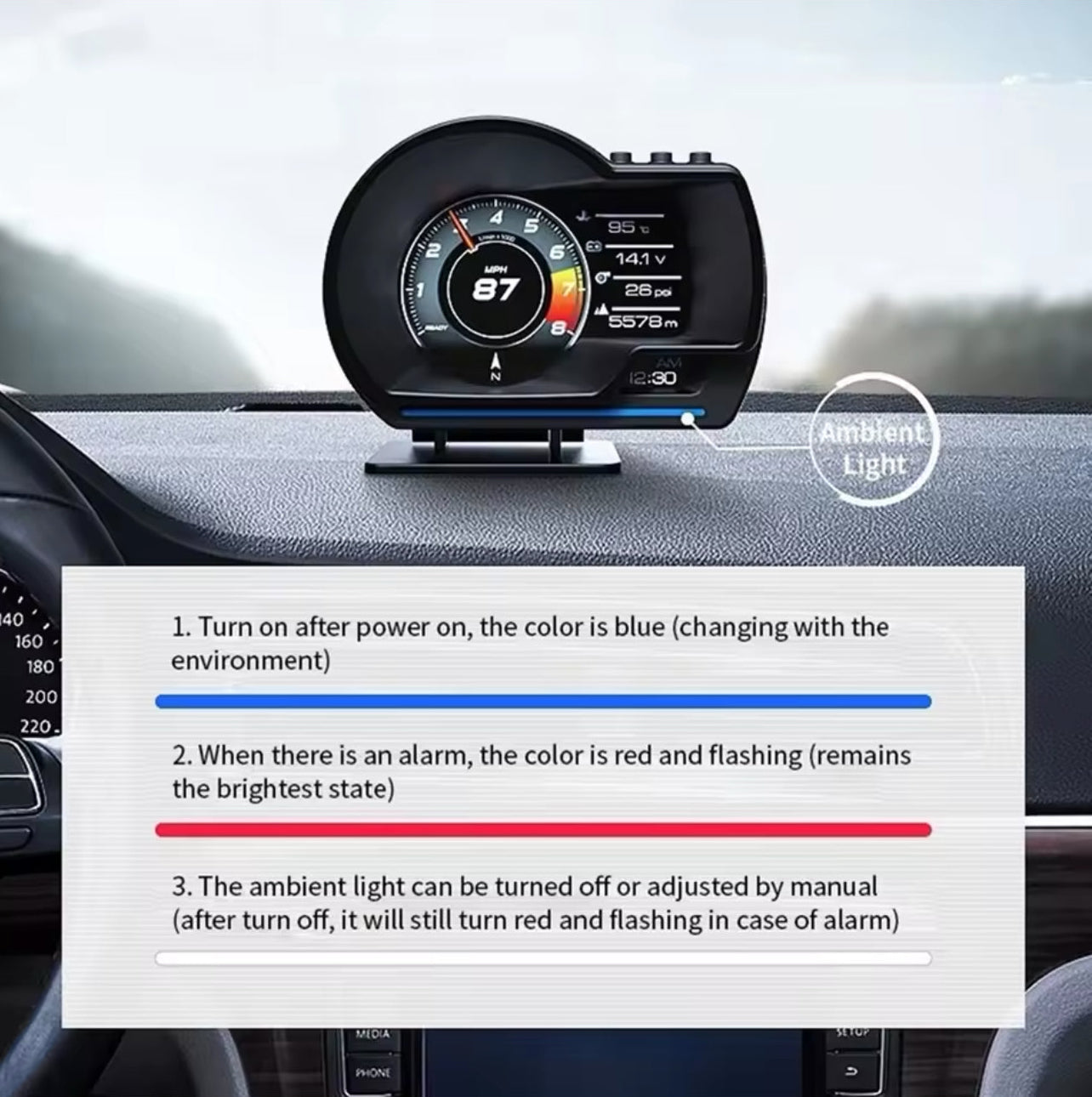 HUD OBD2 Smart Car Meter – P6