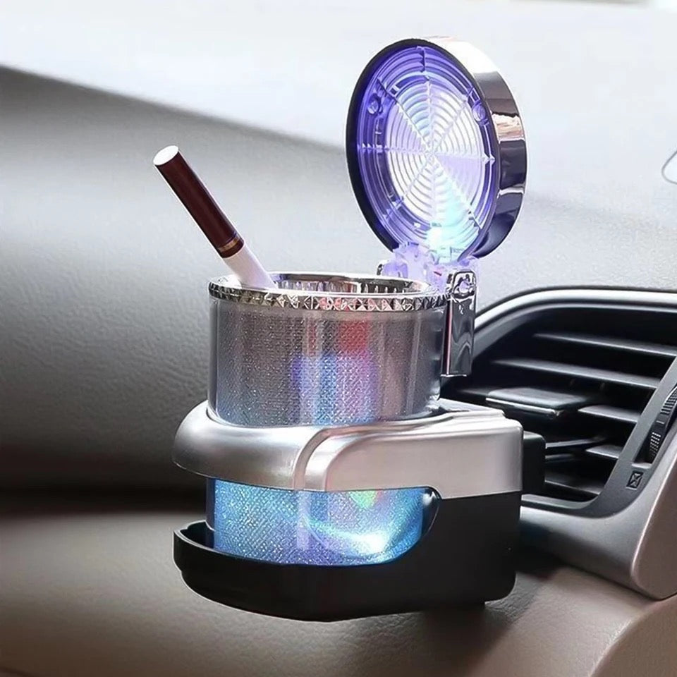 Car Ashtray Portable LED Lamp Smoke Cigarette Ash Holds