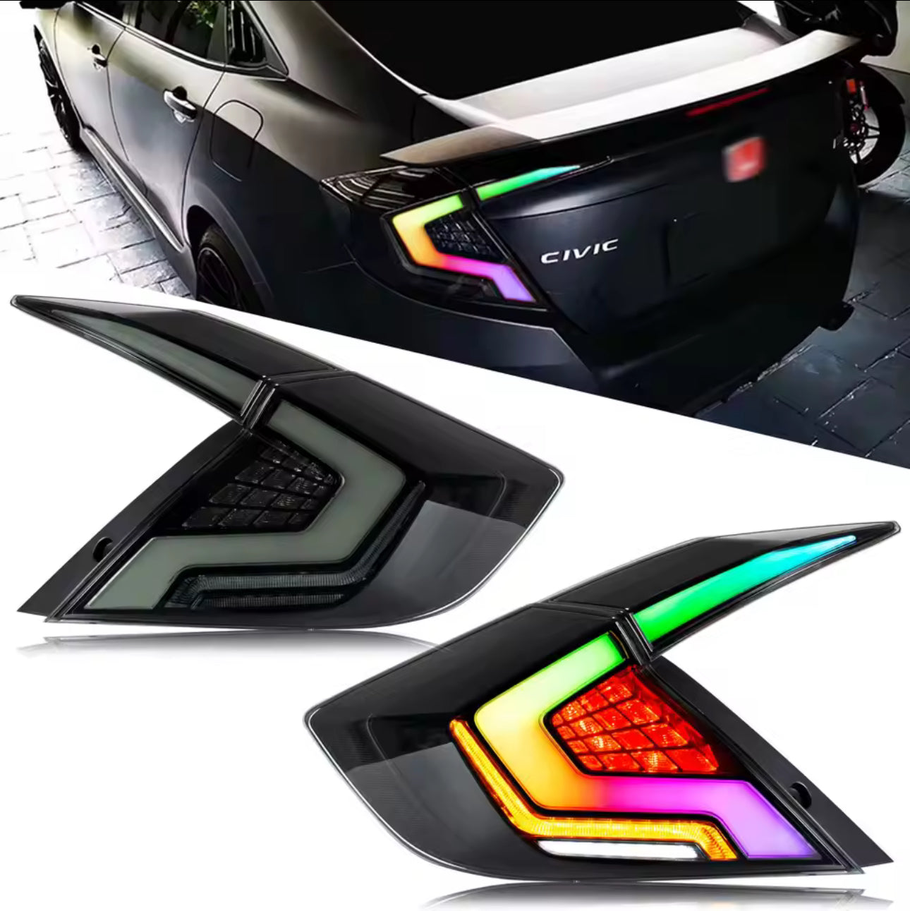 Honda Civic X RGB Lava V1 Style Taillights