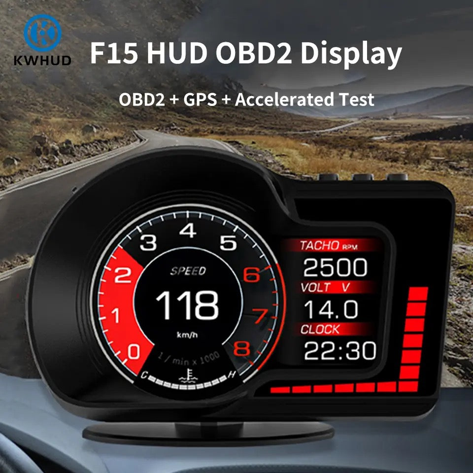 OBD2 Head-up Display Car Digital Speedometer RPM Tachometer Water/Oil Temperature Speed Meter for Cars - F16