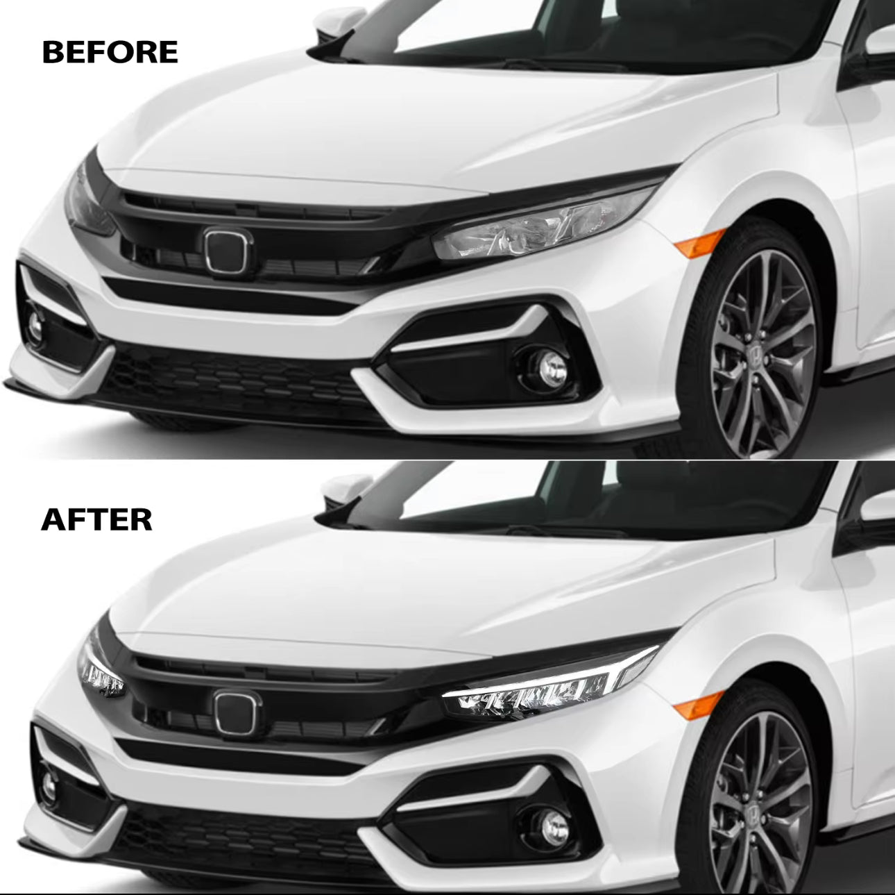 Honda Civic X Audi style headlights.