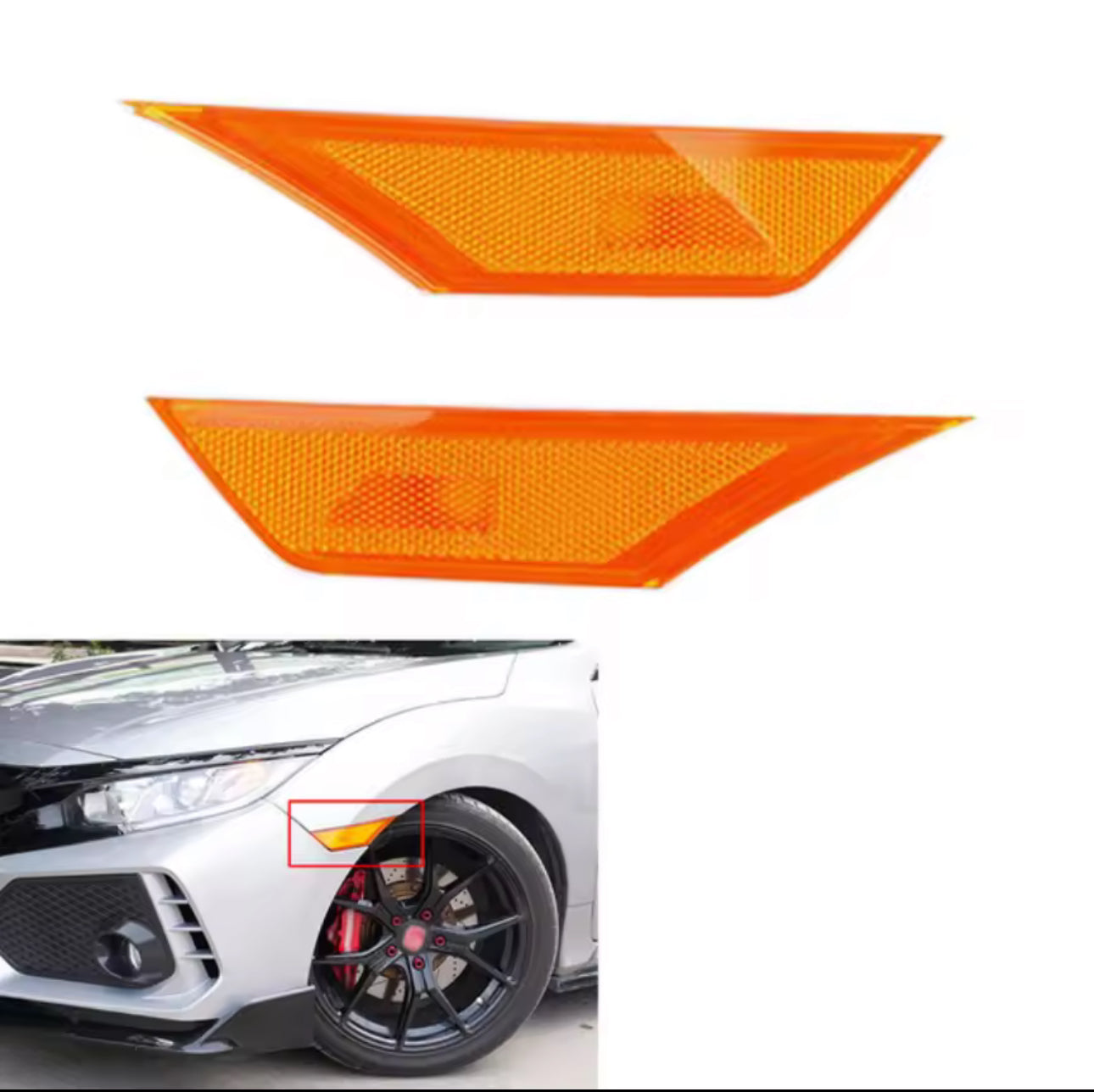 Honda Civic X Orange Side Fender Covers / Amber Fender Markers