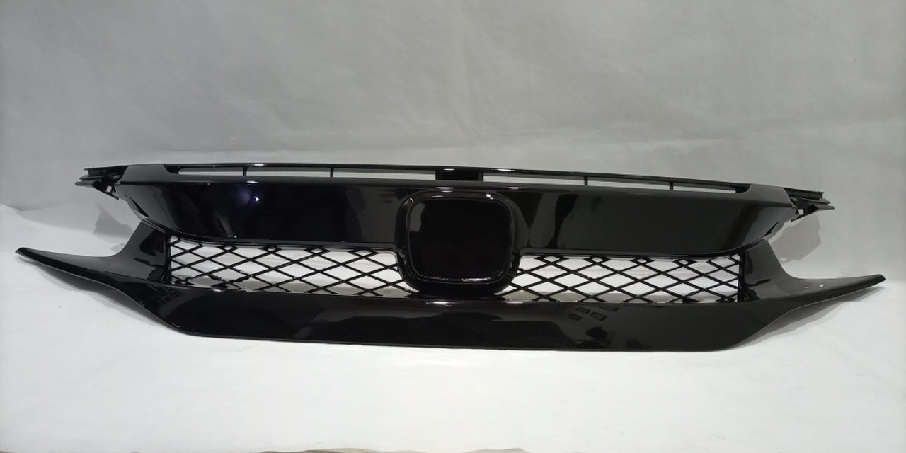 Honda Civic X Turbo Grill Piano Black 3 Pieces 2016-2021