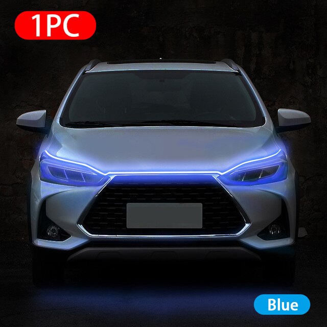 Car Hood LED Daytime Running Light Strips Flexible Waterproof