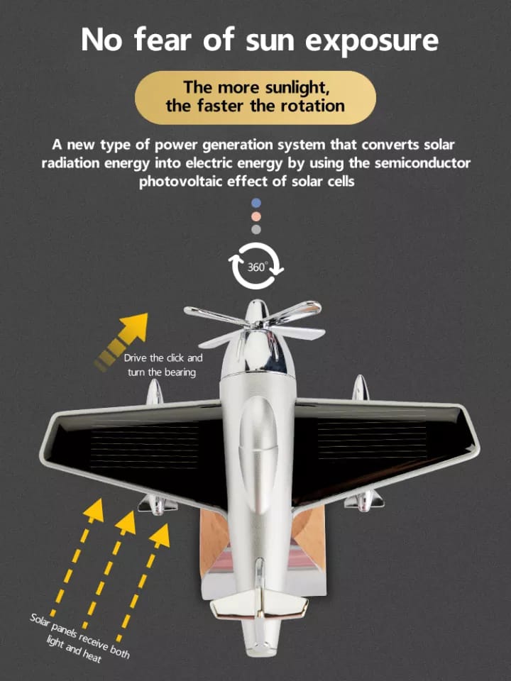 Car Decoration Solar Powered Aeroplane