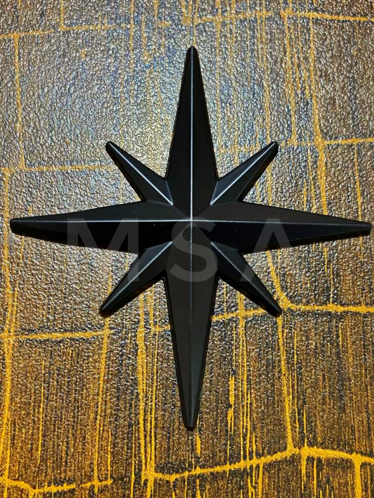 3D Black Glowing Star Car Badge Metal Logo