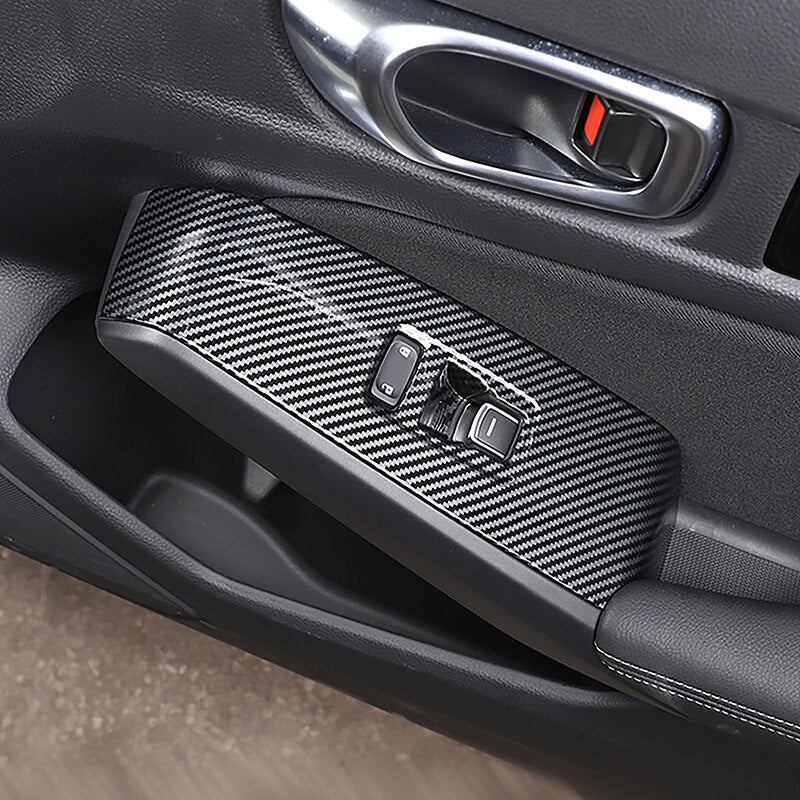Honda Civic 2022 Carbon Fiber Doors Window Switch Buttons Trims - 4 Pcs