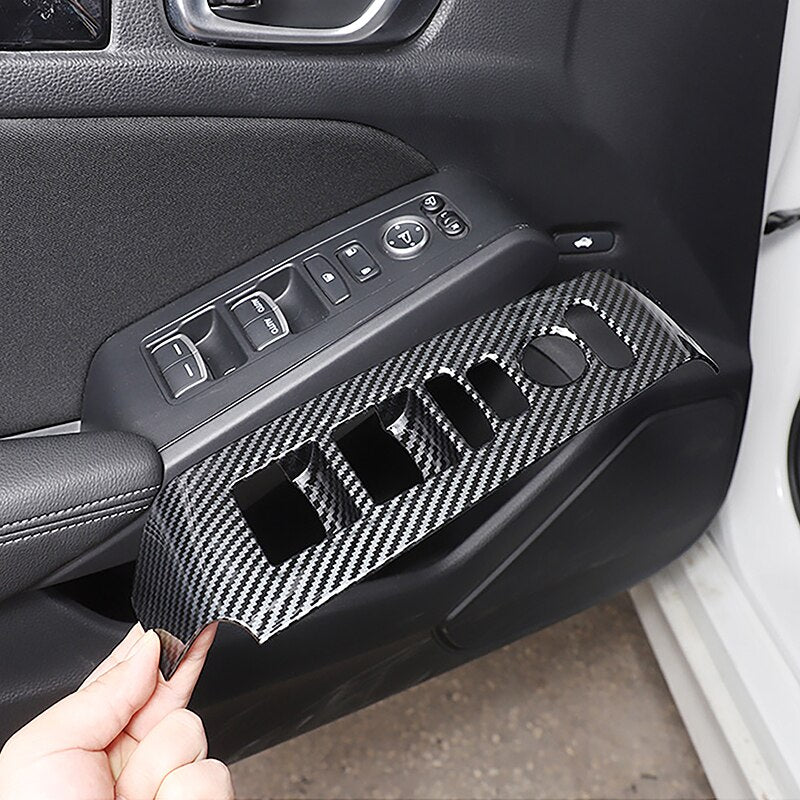 Honda Civic 2022 Carbon Fiber Doors Window Switch Buttons Trims - 4 Pcs