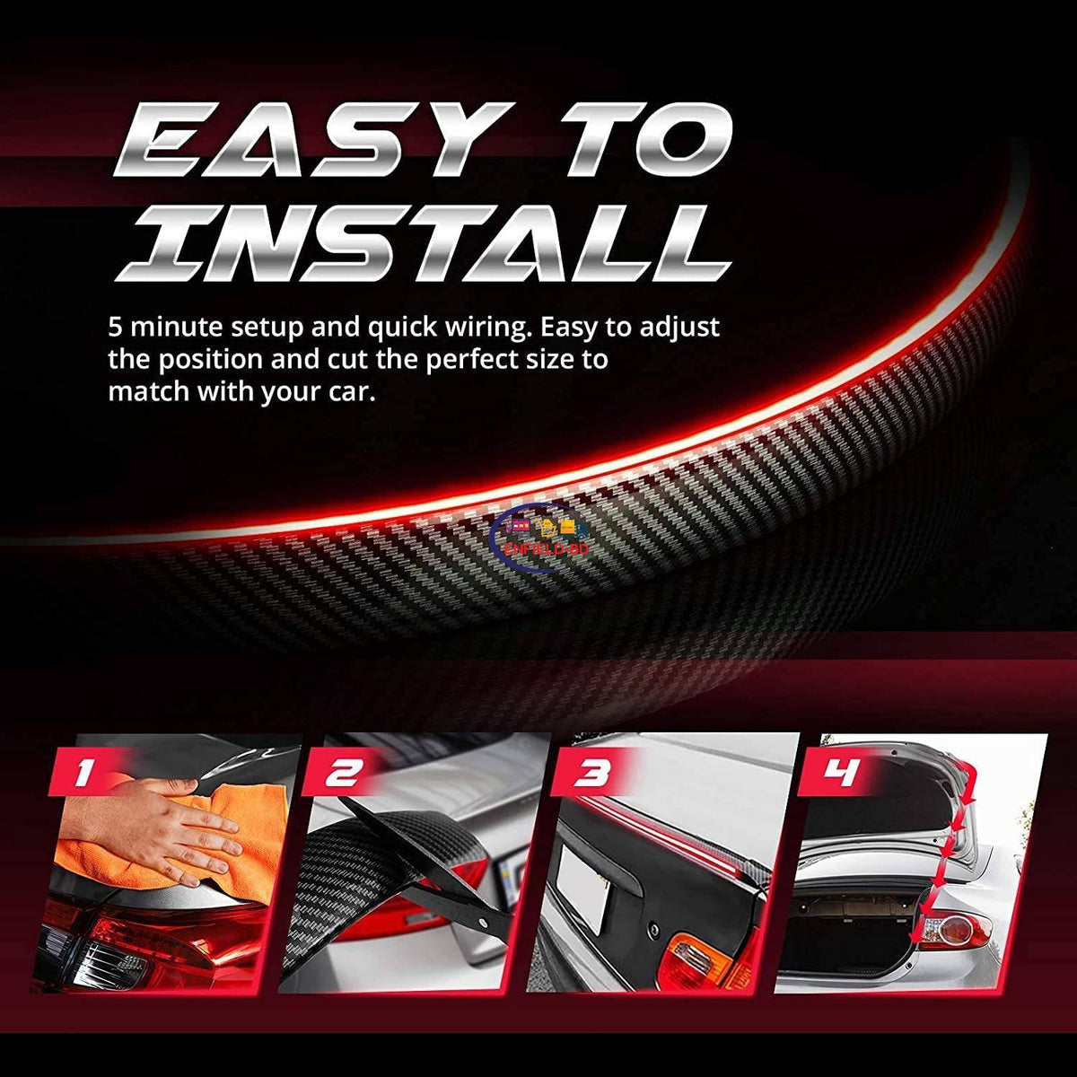Universal Carbon Fiber LED Rear Wing Spoiler