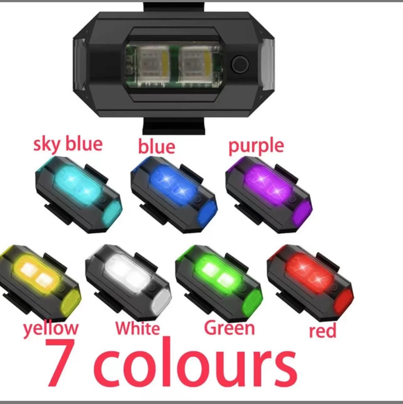7 Colors Aircraft Strobe Lights, Mini Portable Flashers, Pack of 2
