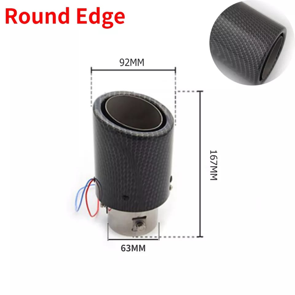 Universal Carbon Fiber Car Exhaust Muffler Tip With LED Light