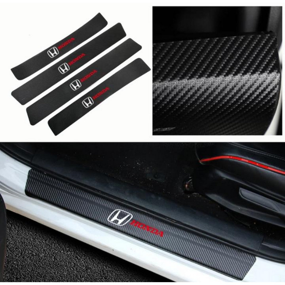 Carbon Fiber Car Door Threshold Anti-Scratch Sticker - 4Pcs