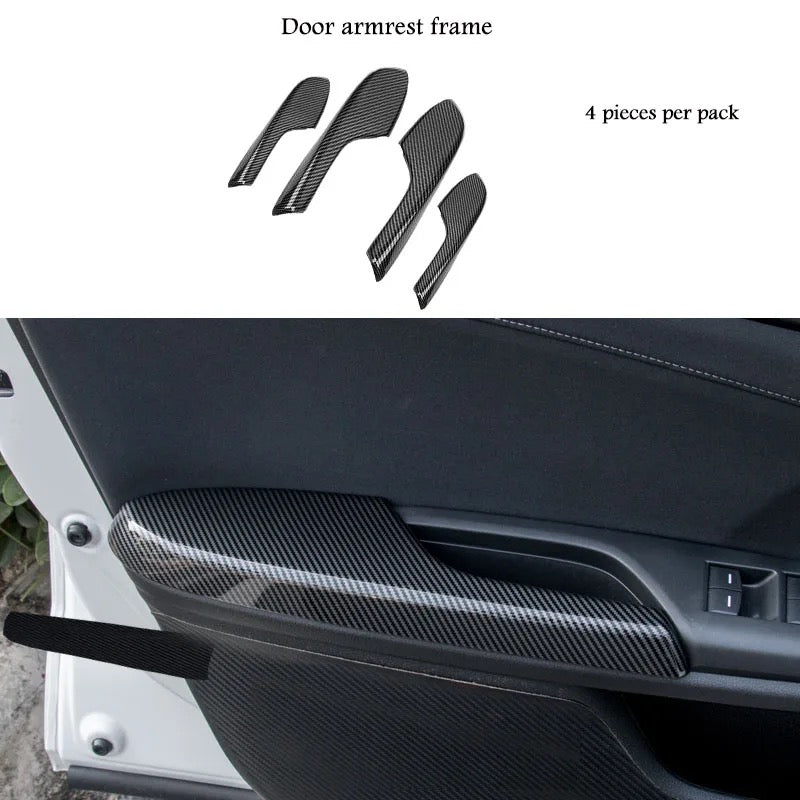 Honda Civic X Carbon Fiber Door Armrest Trims - 4 Pcs