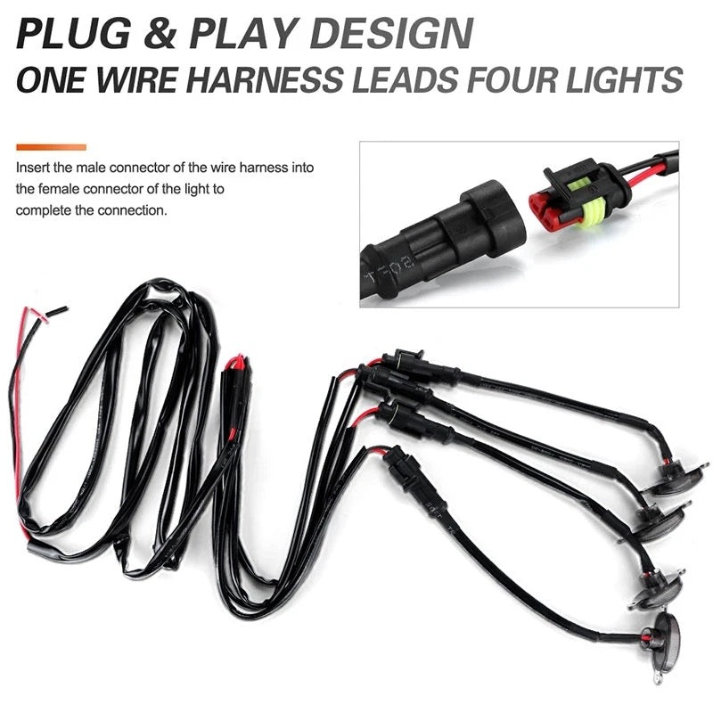 4 Pcs Universal Amber Color Grill Lights