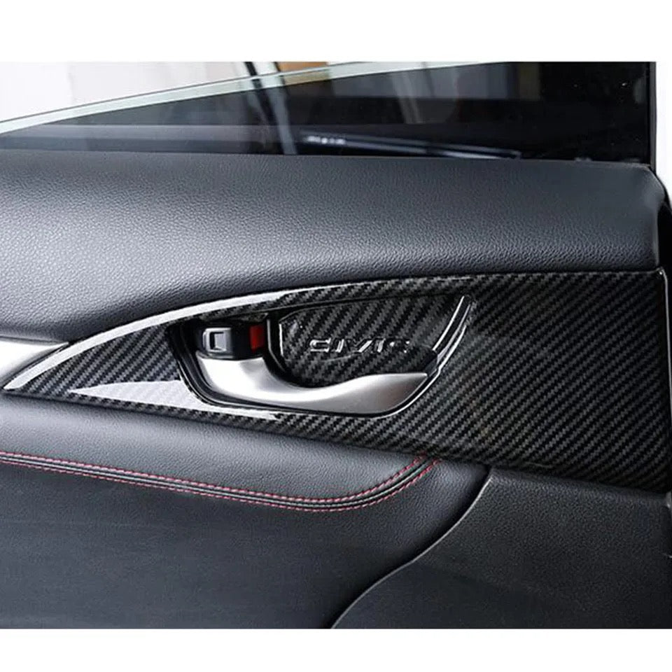 Honda Civic X Carbon Fiber Interior Door Handle Trims - 4 Pcs